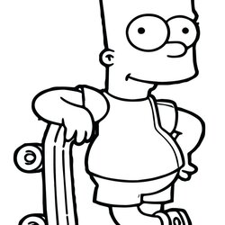 Brilliant Simpsons Coloring Pages Printable Print Color Craft Bart Simpson Skateboard Screaming Watching Lisa