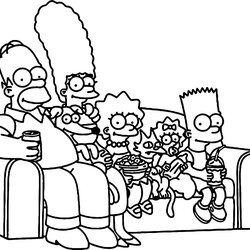 Marvelous Simpsons Coloring Pages At Free Download Couch Simpson Bart Printable Sofa Drawing Cartoon Family