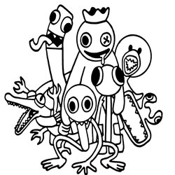 Rainbow Friends Coloring Pages Characters In