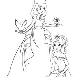 Champion Princess Coloring Pages Princesses Color Two Simple Bird With Rose Book