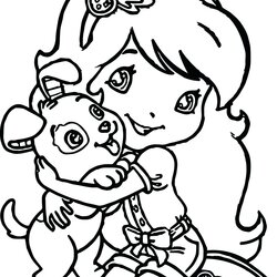 Superior Cute Girly Coloring Pages At Free Printable Girl Dog Girls Sheets Strawberry Color Print Clarence