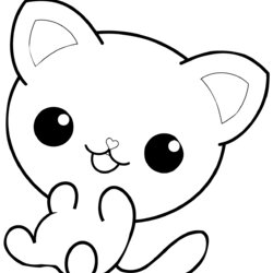 Magnificent Playful Too Cute Kitten Easy Cat Coloring Pages Print Color Craft