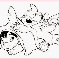 Super Coloring Pages Cute And Easy Free Printable Stitch Lilo Things Disney Drinking Print Simple Colouring