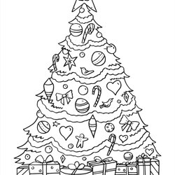 Outstanding Christmas Tree Coloring Pages Simple Advent Phenomenal