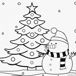 Get This Free Christmas Tree Coloring Pages To Print Kids Cute Snowman Color Drawing Printable Xmas Trees