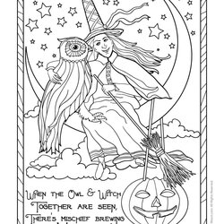 Sterling Free Printable Witch Coloring Pages For Kids Halloween Adult Vintage Owl Colouring Books Print