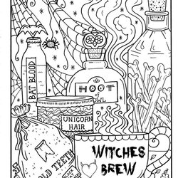 Splendid Brew Coloring Page Halloween Fun Witch