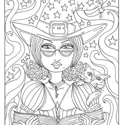 Fine Magical Witches Instant Download Files Fun For All Coloring Pages Halloween Cat Magic