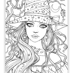 Matchless Witch Coloring Page Printable Pages