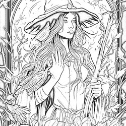 Captivating Witch Coloring Pages For Kids And Adults Mystic Creatures Page