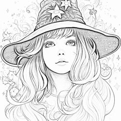 Peerless Captivating Witch Coloring Pages For Kids And Adults Innocent With Hat Page