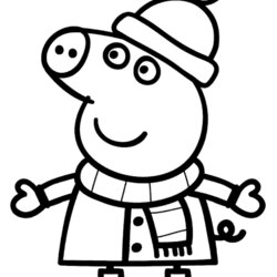 Exceptional Coloring Page Free Pages Pig Winter Color George Print Printable Pigs Master March
