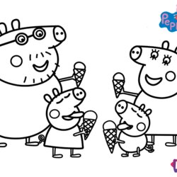Coloring Page Pig Family And Ice Cream Pages