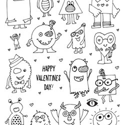 Splendid Free Valentines Coloring Page Printable Eye Power Kids Wear Pages Valentine Happy Funny Monsters