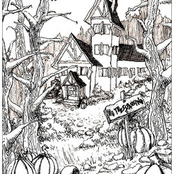 Swell Halloween Free To Color For Children Kids Coloring Pages Adult Haunted House Printable Print Pumpkins