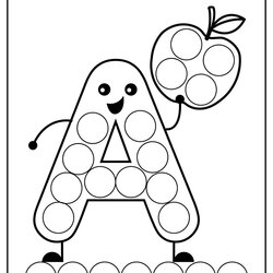 Perfect Dot Marker Coloring Pages Free Printable Kindergarten For Apple Color Page