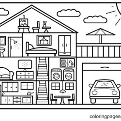 Preeminent House Coloring Page Free Printable Pages