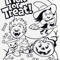 Wizard Trick Or Treat Coloring Page Home Pages Halloween Happy Cute Kids Printable Werewolf Color Witch