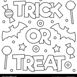Outstanding Trick Or Treat Coloring Page Royalty Free Vector Image