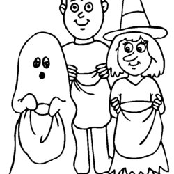 Eminent Halloween Trick Treat Coloring Pages Costume Clip Costumes Kids Print Printable Animated Cat Library