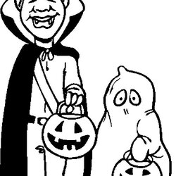 Brilliant Free Printable Trick Or Treat Coloring Pages Halloween Vampire Smiling