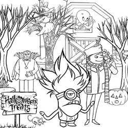 Magnificent Free Printable Trick Or Treat Coloring Pages Minion Kids Halloween Drawing Color Purple Activity