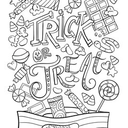 Perfect Trick Or Treat Coloring Pages At Free Printable Halloween Crayola Color Sheets Kids Bag