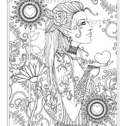Superlative Coloring Pages At Free Printable Hippie Bohemian Garden Molly Heart Adult Fantasy Adults Drawing