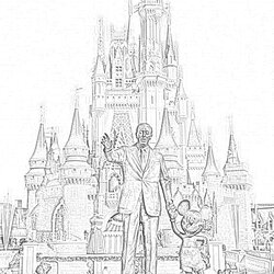 Preeminent Coloring Pages Disney World Free And Walt Years Cinderella Mickey Creation Greatest Castle Mouse