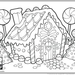 Great Gingerbread House Drawing At Free Download Coloring Pages Printable Kids Houses Marvelous