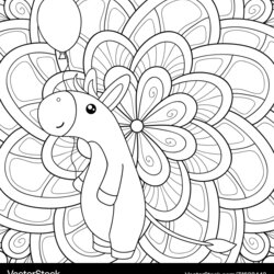 Adult Coloring Donkey Royalty Free Vector