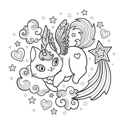 Flying Coloring Page Free Printable Pages Unicorn