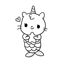 Splendid Coloring Pages Home Mermaid Cat Cutest Unicorns Fairy Difficult