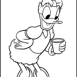 Outstanding Daisy Duck Coloring Pages Team Colors Coffee Drinking Cup Of