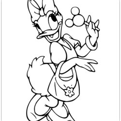 Very Good Printable Daisy Duck Coloring Pages Lollipop Holding