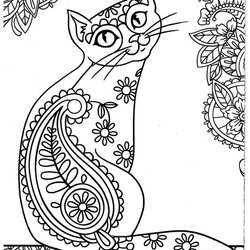 Terrific Best Images About Cats Dogs Coloring Pages For Adults On Cat Adult Mandala Colouring Color Sheets