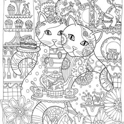 Eminent Cat Coloring Pages For Adults Adult Page