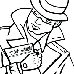 Preeminent Spy Kids Coloring Pages At Free Printable Secret Detective Holding Spies Drawing File Colouring