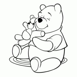 Fine Winnie The Pooh Coloring Pages Printable Bear Outline Adults Drawing Disney Teddy Print Christmas Colour
