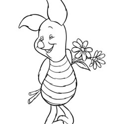 Preeminent Winnie The Pooh Coloring Pages Piglet Sunflower
