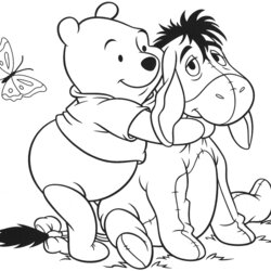 Great Free Printable Winnie The Pooh Coloring Pages For Kids Eeyore Hugs Page