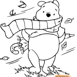 Eminent Winnie The Pooh Fall And Winter Coloring Pages Disney Printable Scarf Wearing Book