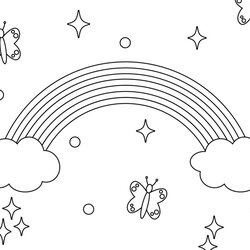 Rainbow Coloring Pages Colorless Printable Page