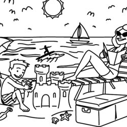 Free Printable Beach Coloring Pages Summer Girl Print Kids Family Sheets Days Color Enjoying Crayola Di Con