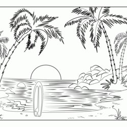 Exceptional Scenery Coloring Pages For Adults Best Kids Beach Scene Page