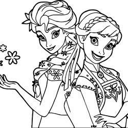 Preeminent Elsa And Anna Frozen Fever Coloring Page
