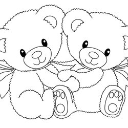 Excellent Two Bear Hug Coloring Page Teddy Pages Polar Drawing Heart Holding Bears Hugging Cartoon Cute