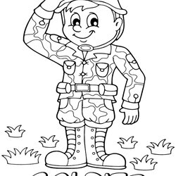 Saluting Soldier Printable Coloring Page Pages Sheets Print Professions Sheet To