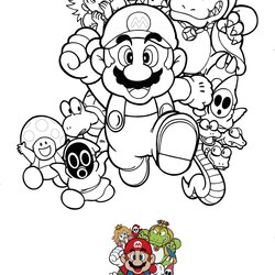 Capital Super Mario Bros Coloring Pages Free Sheets With Sample Scaled