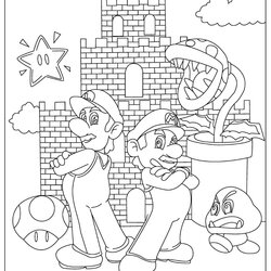 Splendid Super Mario Coloring Pages Free Page